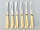 Quikut Quikkle Stainless Steak Knives 24K Gold Plated Cream Handle Set/6 Vintage