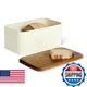 Amazon Basics Carbon Steel Bread Box with Acacia Wood Lid, Lid Doubles as Cuttin