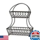 Mikasa Gourmet Basics 2-Tier Metal Fruit Basket - Antique Black Loop Lattice
