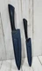Brookstone 2 Set Knives Stainless Steel Sparkle Blue 6", 8" Chef Knife w/Sheaths