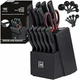 HUNTER.DUAL Knife Set, Dishwasher Safe Kitchen Knife Set with Block, 15 Pcs