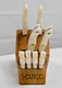 CUTCO 1759 6 Serrated Pearl Table Knives + Paring Knife Spatula Spreader & Block