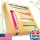 SAMATIZE Bamboo Storage Bag Holder Organizer for Drawer & Wall Mount - 5 Slots