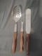 CUTCO No. 26 Serving Fork+No.13 Slotted Spoon+No28 Spatula Brown Handle USA