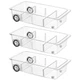 LXLXXL Fridge Organizer Bins With Wheels 3 Pack Roll Out Refrigerator Storage