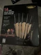 Marco Almond 14 Pc Knife Set Stainless Steel Gold Titanium Knives Display Stand