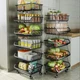 CarolynDesign Kitchen Storage Baskets Black Iron Wire Storage Bins with Wheels a