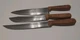 The Early Americans"SC631-7", SC600-8"Butcher & SC684 8" EUC WOOD HANDLE KNIFES