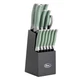 Oster Lindbergh 14 Piece Stainless Steel Cutlery Set in Green with Soft Grip Han