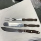 Set 3 CUTCO Brown Orange Swirl Knife No 22, Fork No 27, Spatula No 28 Vintage