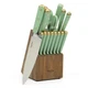 Knife Block Set 16 Piece High Carbon Stainless Steel Sage Green Gold Martha