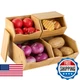 CENCODE Bamboo Stackable Pantry Storage Bins with Lids - Potato & Onion
