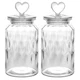 WHJY Decorative Heart-Shaped Textured Glass Jars, Set of 2, 45oz Each, Airtight 