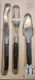 New LAGUIOLE Jean Dubost FRANCE Black 3 Piece Cheese Knife Fork Set