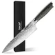 Hecef&reg; Chef Knife 8in Japanese Damascus Pattern with Ergonomic Wood Handle