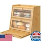 viewcare Large 2-Tier Bread Box w/ Cutting Board, Bamboo Wood Storage Bin