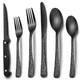 24 Piece Black Silverware Set with Steak Knives Stainless Steel Tableware EWFEN