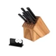 Rada Cutlery Essential Oak Block Set with Quick Edge Sharpener, Black Handles