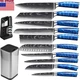 12 Pcs Kitchen Knife Set Japanese Damascus Pattern Stainless Steel Knife Blocks