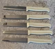 Vintage Set of 5 Quikut QUIKKLE White Handled Stainless Steak Knives Serrated