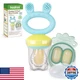 Haakaa Baby Fruit Food Feeder & Mini Freezer Nibble Tray Combo-Blue Silicone 4m+