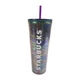 Starbucks 24oz Tumbler Coffee Cup Purple Oil Slick Sparkle With Straw and Lid