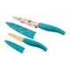 Pioneer Woman Breezy Blossom Chef & Paring Knife 2 Pc Set Sheath Floral Teal New
