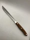 Vintage Slicing Knife Japan 9&rdquo; Stainless Steel blade wood Handle With Rivets