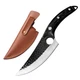 Huusk Viking Knives, Butcher Knife Black Forged Boning Knives With She