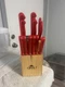 Ginsu Kiso 14-Piece Serrated Red Knife Set with Wood Block