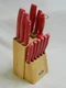Oster Evansville 13 Piece Stainless Steel Cutlery Set with Red Handles