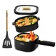 Dezin 2L Electric Hot Pot with Steamer, Rapid 800W Non-Stick Ceramic Coating Dor