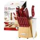 McCook&reg; Stainless Steel Kitchen Knife Sets with Wooden Block, Kitchen Scissor...