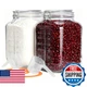 PUSCRIENO 2 Pack 1.1 Gallon Square Super Wide Mouth Airtight Glass Storage Jars