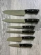 SET OF 6 Farberware Chef Carving Slicing Serrated Santoku Utility Knife BLACK
