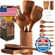 BRIGHTX Premium Kitchen Wooden Cooking Spoons Set (9-Pcs) - Acacia Wood Utensils