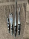 4 Vntg Brown Handle Cutco Knives 1720 Paring 1768 Spatula 1724 Bread 1729 Carver