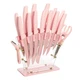 Knife Block Set with Fan Style Clear Acrylic Knife Block, Premium Stainless S...