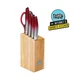 Tasty 6 Piece Prep Knife Block Set  Stainless Steel Blades Red