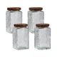 Aurfedes Vintage glass sealed storage jar with sealed wooden lid, Kitchen Storag