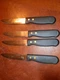 Lot of 4 WinCo Steak Knives 5" Stainless Steel + Black Plastic, Total 10" Long