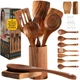 BRIGHTX Premium Kitchen Wooden Cooking Spoons Set (9-Pcs) - Acacia Wood Utensils