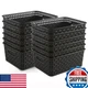 ZHENFAN 12-Pack Black Plastic Weave Storage Baskets Woven Organizer Kitchen