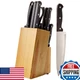 Amazon Basics 14-Piece High Carbon Stainless Steel Kitchen Knife Set with Sharpe