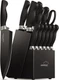 Amorston Knife Set, 15 Pieces Kitchen Knives Set with Block and Built in Shar...