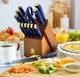 Sabatier 14 Piece Stainless Steel Forged Triple Rivet Knife Set Acacia Block NEW