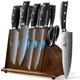 Piklohas Knife Sets for Kitchen with Block, 17 Pieces with Magnetic Knife Hol...