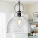 FookChak 10" SEEDED Glass Pendant Light Kitchen Island Black Ceiling Light