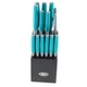 Oster Lindbergh 14 Piece Stainless Steel Cutlery Set in Teal w Wooden Block