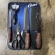 Oster Gunderson 6 Pc Black Stainless Steel Cutlery Set w/ Cutting Board